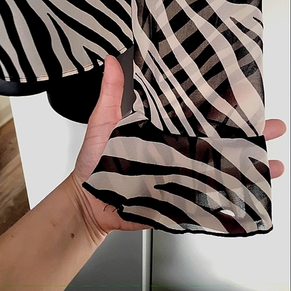 River Island Zebra Print Sheer Long Sleeve Top - Picture 5 of 11